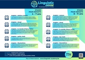 Programme Stage Linguistic academy en langue anglaise pour enfants de 4 à 7 ans et de 8 à 12 ans