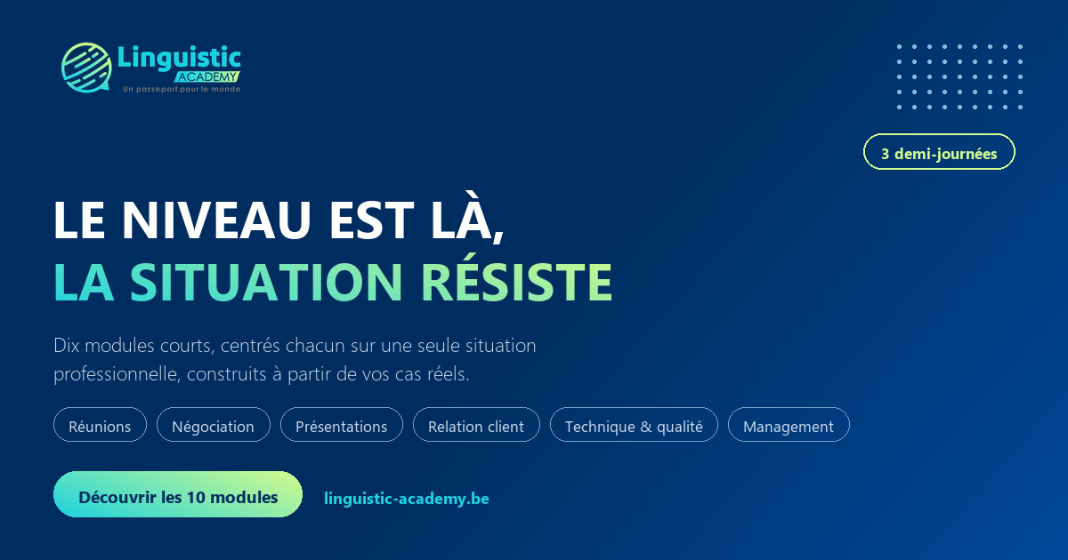 Dix modules courts de langue par situation professionnelle : réunions, négociation, présentations, relation client